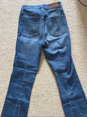 Madewell Medium Blue Straight-Leg Denim Jeans with Leather Patch